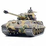 GXZZ 2.4GHz RC Panzer Ferngesteuert King Tiger II, 1/16 Panzer Militär Spielzeug mit Schussfunktion, Sound und Lichteffekten (7.0 System) - Metall Upgrade V