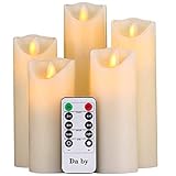 Da by LED Kerzen, flammenlose Kerze 300 Stunden Batterie Dekorative Kerze 5er Set (13cm, 14cm, 16cm, 18cm, 20cm).Die echt blinkende LED-Flamme ist aus Beige Echtwachs gefertig