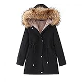 Mymyguoe Winterjacke Damen Steppjacke mit Kapuze Winter Lang Herbst Wintermantal Winterparka Daunenjacke Plüschmantel Plüschjacke Steppmantel Fleecejacke Übergangsjack