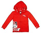 Minnie Mouse Mädchen Kapuzenpullover in Rot und Grau in Größe 80 86 92 98 104 110 116 122 Baumwolle Disney Reißverschluß-Jacke Langarm Pulli Farbe Modell 1, Größe 98