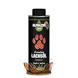 alphazoo Premium Lachsöl für Hunde & Katzen 250 ml, kaltgepresstes Fischöl reich an Omega 3 & Omega 6 Fettsäuren, Barf-Zusatz Öl für eine gesunde Haut & Fellpflege, recyclebare Weißb