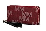 MKF Wristlet Wallet Purse for Women – PU Leather Bag – Lady Fashion Clutch Handbag, Card Slots, Wrist Strap Burgundy
