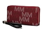 MKF Wristlet Wallet Purse for Women – PU Leather Bag – Lady Fashion Clutch Handbag, Card Slots, Wrist Strap Burgundy