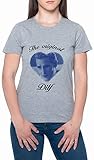 The Original DILF Love Heart Frauen T-Shirt Grau Rundhals Women Grey Round Neck XS