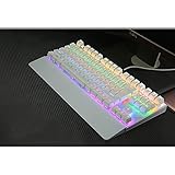 WYSSS Mechanische Tastatur 87-Tasten-Gaming-Tastatur USB-kabelgebundene Tastatur Volltaste Kein Konflikt,Mechanisches Wellenglühen,10 Hintergrundbeleuchtungsmodi Ergonomisches Design V