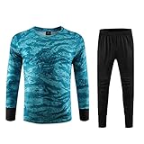 Torwart-Fußball-Trikot Gepolstertes Uniform Antikollisions Torwart Bekleidung Lange Hose Ärmel shemd und Fußball-Torwartanzug Trainingskleidung für Erwachsene und Kinder F,Blue,26