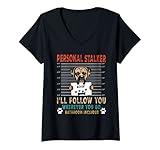 Damen Personal Stalker Dog Boxer I Will Follow You Dog Lover T-Shirt mit V