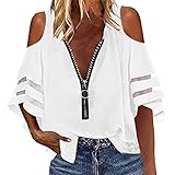 GFPGNDFHG Oversize Tshirt Damen Sport Off Shoulder Bluse Long Tops für Damen ohne Bluse Purple rain Tshirt Damen Tshirt pink blusen Damen Sommer locker Leibchen Tshirt Pullover Kurzarm D