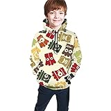 Teen Hoodies 3D Printed Pullover Hooded Sweatshirt with Pocket Cool Athletic Jacket, Comic-Comic-Figur, Monster, mit Reißverschluss, Schwarz, XL