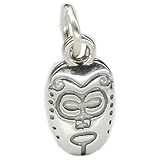 Afrikanischer Maske Sterlingsilber Charm .925 x 1 Krieg Masken Ritual Masquerades cf4997