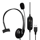 Groust USB Headset Mono Mit Noise Cancelling Mikrofon Und Lautstärkeregler, PC Kopfhörer Für Business Skype Soft Phone Call Center, Kristallklarem Chat, Superleicht, U