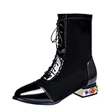 Xiand Stiefeletten Damen Keilabsatz Kurze Knöchel-Reißverschluss-Stiefel Herbst Winter Klassische Bequeme Plattform Lässige Booties Mit Runder Sp