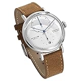 FEICE Herren Analog Uhr Mechanische Automatikwerk mit Gewölbtes Glas Kalender Bauhaus Armbanduhren - FM202 (Braun Lederband)