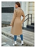Zhenjia ZHENGJIA Double Button Gürtelter Revers Collar Trenchcoat (Color : Khaki, Size : M)