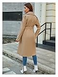 Zhenjia ZHENGJIA Double Button Gürtelter Revers Collar Trenchcoat (Color : Khaki, Size : M)