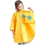 GEU Kinder Regen Poncho Wiederverwendbar Regencape mit Kapuze Wasserdichter Atmungsaktiv Unisex Regenjacke Regenmantel Outdoor Sports Regenanzug für Kleinkinder und Jug