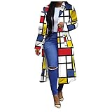 Uomitaff Strickjacke Pullover Farbblock Patchwork Oberteil Tunika Tops Oversize Pullover Casual Langarm Rundhals Strickp