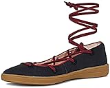 Lulu Hun Damen Schuhe Melly Vintage Canvas Schnür Ballerinas Blau Ballerina 37