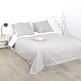 Set gesteppte Tagesdecke mit 2 Kissenbezügen - weich und warm - Große Größe - Farbe BEIGE
