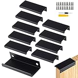 GZcaiyun 10 STK Schrankgriffe Versteckt,Aluminiumlegierung Möbelgriffe Schwarz für Schlafzimmer,Küche,Kleiderschrank,mit 20 Schrauben&Schraubenzieher(120mm)