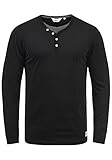 !Solid Doriano Herren Longsleeve Langarmshirt Shirt Mit Grandad-Ausschnitt, Größe:M, Farbe:Black (9000)