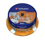 Verbatim DVD-R Wide Inkjet Printable 4.7GB I 25er Pack Spindel I DVD Rohlinge bedruckbar I 16-fache Brenngeschwindigkeit & Hardcoat Scratch Guard I DVD-R Rohlinge printable I DVD