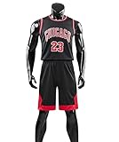 TYTF Ärmelloses Basketball Trikot Kleidung Mesh Weste Uniform Oberteil und Shorts Jungen Sommer Bekleidung Set Wettkampf Show Party Über 13 Jahre alt (Schwarz, 2XL(170-175CM,60-70kg))