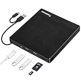 Externes DVD CD Laufwerk, USB 3.0 & Type-C CD/DVD +/-RW DVD Brenner External DVD Drive mit SD TF Card Reader USB-Stick Port für Laptop Desktop MacBook Mac OS Windows Linux