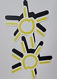 FlyEx Grömitzer Sonne Magnete anstatt Aufkleber Sticker für Fliegengitter Insektenschutz Reparatur-Set Vogelschlag Netze Türen Fenster Schiebetüren Spannrahmen (2X Sonne)