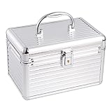 Frcolor Aluminium Make-up Kosmetik Vanity Case Kosmetikbox Organizer Container (Silber)