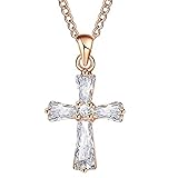 PASDD Kreuz Halskette AAA Zirkonia Kruzifix Anhänger für Frauen Halskette Geschenk für Frauen Einfach atemberaubender religiöser Schmuck,G