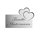 Namensschild personalisiert mit Gravur - Briefkastenschild in 4 Motiven erhältlich - Klingelschild in Edelstahl Optik - Geschenkidee für Frauen & Männer - Türschild ist selbstklebend - H