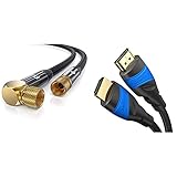 CSL - 3m SAT Kabel HDTV 90 Grad gewinkelt 135Db - Premium SAT Koaxialkabel Satellitenkabel F Stecker & KabelDirekt – 3 m – 4K HDMI-Kabel (4K@120Hz und 4K@60Hz für EIN Ultra-HD-Erlebnis, Schwarz)