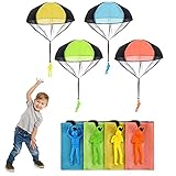 OYEFLY Fallschirm Spielzeug Kinder, Fallschirmspringer Hand werfen Fallschirm Outdoor Flugspielzeug Geschenk für Kinder, Wurf Parachute Spiele für Draußen (4 Stück)