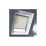 MADECO Tür Store Dachfenster Plissee kompatibel Velux, beige, S08 (largeur : 97cm - hauteur : 116cm)