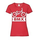 BMX Cross Bike Frauen Lady-Fit T-Shirt Rot L