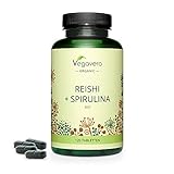 BIO REISHI + SPIRULINA Tabletten Vegavero ® | 500 mg Reishi Extrakt & 1500 mg Spirulina | 40% Polysaccharide & 30% Beta Glucan | 100% BIO | Laborgeprüft | Ohne Zusätze | Vegan | 120 Tab