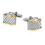 ANAZOZ Manschettenknöpfe 1 Paar aus Edelstahl 1.3×1.5 cm Köper Rechteck Silber Gold Elegante Cufflinks Herren Schmuck T