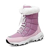 AARDIMI Warm Gefüttert Winterschuhe Damen Schneestiefel Wasserdicht Outdoor Trekking Wanderschuhe Gr. 35-42 (R1-Rosa, numeric_35)