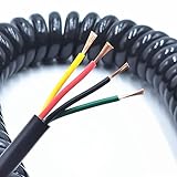 4-adriges Spiralkabel, 20AWG 24AWG 17AWG 14AWG 2,5 m 5 m 7,5 m schwarzes Federkabel für Verlängerungskabel,Leitungslänge 2,5m,4,adrig 20AWG