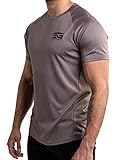 Satire Gym® – Muscle Shirt Herren/Schnell trocknendes Mesh Muskelshirt Männer/Sportbekleidung & Muscle Fit T-Shirt - Sportshirt geeignet als Fitness- & Bodybuilding Shirt (M, Khaki)