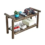 Schuhregal Retro Holz 2 Schicht Schuhregal Wohnzimmer Schlafzimmer Badezimmer Einfache Lagerregal Multifunktionsständer Blumenrahmen Retro Dekorative Möbel (braun) Schuhablagen ( Color : Brown )