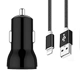 Sweet Tech Auto Ladegerät 1A USB Adapter Batterieladegerät Feuerzeug + Micro USB Kabel Schwarz für Icefox i8 / Icefox i7 Dual SIM 4G