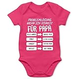 Vatertagsgeschenk Papa Tochter & Sohn Baby - Problemlösung wenn ich schreie für Papa weiß - 1/3 Monate - Fuchsia - baby body strampler anleitung für papa - BZ10 - Baby Body kurzarm für Jung