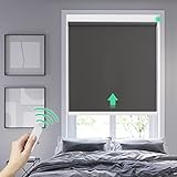 Grandekor Rollo Elektrisch Dunkelgrau 90x150cm, Elektrische Verdunklungsrollo Klemmfix ohne Bohren für Fenster und Tür Rollos Elektrisches Thermorollo Rohrmotor mit Fernbedienung Sender S