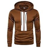 DaDuo Kapuzenpullover Herren Slim Fit Spleißen Gestreift Sweatshirt Herren Frühling Herbst Plus Fleecefutter Hoodie Herren Mode Lassig Universität Pullover Herren B-Brown M