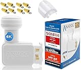 [Test 2X SEHR GUT] Anadol Gold Line Digital Quattro LNB für Multischalter Multiswitch kälte & hitzebeständig (-30 bis 60°C) - Premium Qualität- HDTV 4K UHD + 8 F-Stecker + LNB Wetterschutz-Haub