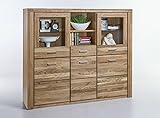 HUIJK Vitrine Highboard Tabea in Wildeiche geölt Teilmassiv Breite 155cm Höhe 140