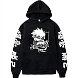 EDMKO Damen Herren Hooded Mit Print Bakugou Katsuki Pullover Mit Kapuze My Hero Academia Gedruckte Graphic Cosplay Sweatshirts Kordelzug Sportswear,Schwarz,S