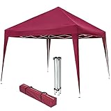 TecTake 800180 Faltbarer Garten Pavillon 3x3 m inkl. Tragetasche, Aufbau mit wenigen Handgriffen - Diverse Farben (Rot | Nr. 401622)